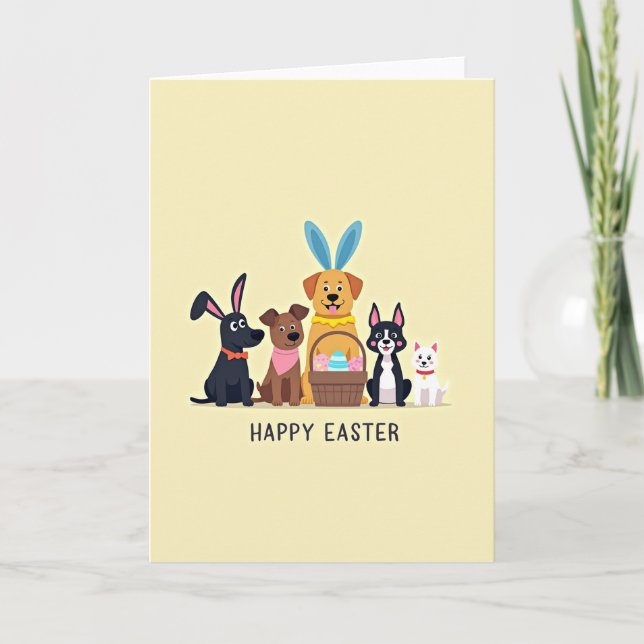 Happy Dogs Easter Scene Card (Front)