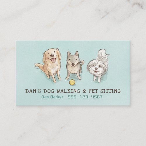 Happy Dogs Pet Sitter Dog Walker Cute Drawings Business Card