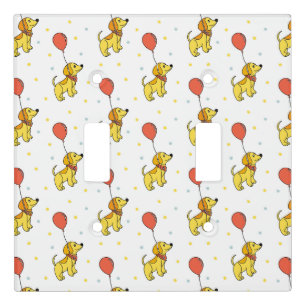 Happy Dogs with Balloons Pattern Light Switch Cover
