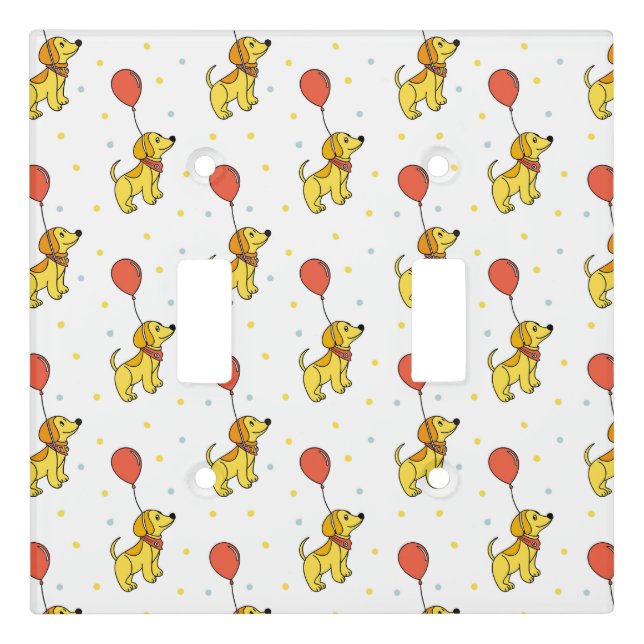 Happy Dogs with Balloons Pattern Light Switch Cover (Front)