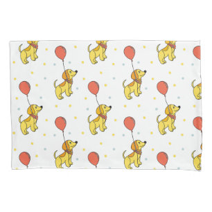 Happy Dogs with Balloons Pattern Pillow Case
