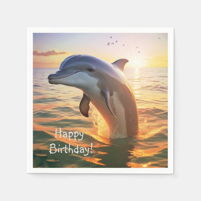 Happy Dolphin Birthday Napkins (Front)