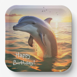 Happy Dolphin Birthday Paper Plates