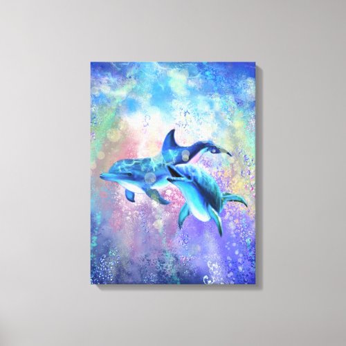 Happy Dolphin Couple Canvas Print _ Painting
