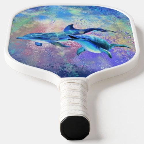 Happy Dolphin Couple Love Family Pickleball Paddle