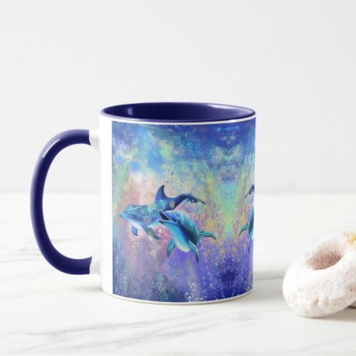 Happy Dolphin Couple Mug _ Painting _ Family