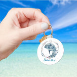 Happy Dolphin Personalized Name Keychain<br><div class="desc">This design may be personalized by choosing the Edit Design option. You may also transfer onto other items. Contact me at colorflowcreations@gmail.com or use the chat option at the top of the page if you wish to have this design on another product or need assistance. See more of my designs...</div>