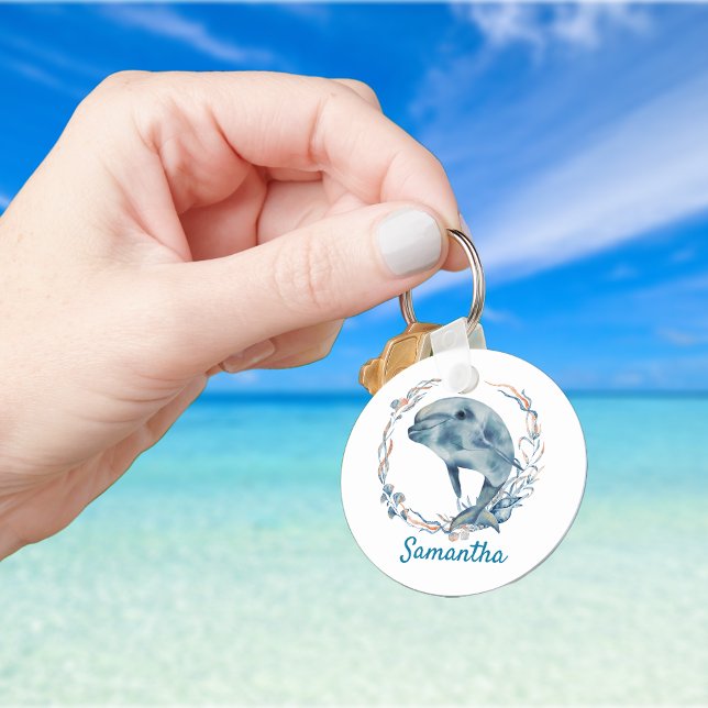 Happy Dolphin Personalized Name Keychain (Creator Uploaded)