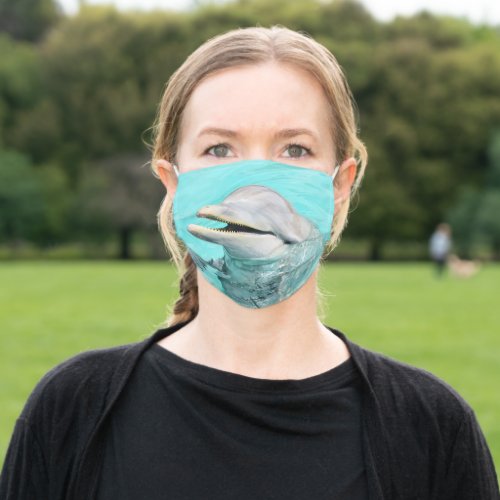 Happy Dolphin Saying Hello Adult Cloth Face Mask