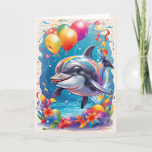 Happy dolphin smiling & celebrating | Card