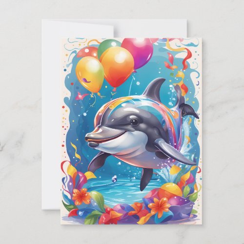 Happy dolphin smiling  celebrating  Card