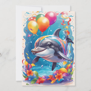 Happy dolphin smiling & celebrating Card