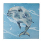Happy Dolphin Watercolor Beach Ocean  Ceramic Tile<br><div class="desc">This design may be personalized by choosing the Edit Design option. You may also transfer onto other items. Contact me at colorflowcreations@gmail.com or use the chat option at the top of the page if you wish to have this design on another product or need assistance. See more of my designs...</div>