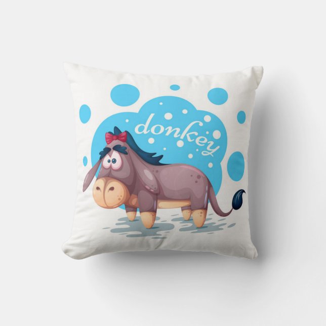 Happy Donkey Throw Pillow (Front)