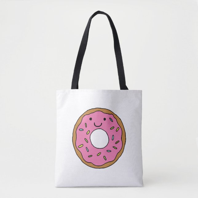 Happy Donut Graphic Colorful Pink Donut Clipart Tote Bag (Front)