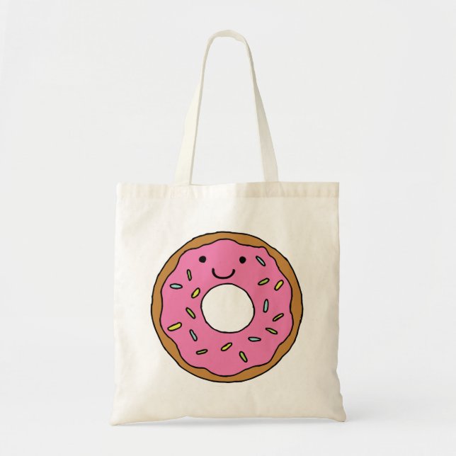 Happy Donut Graphic Colorful Pink Donut Clipart Tote Bag (Front)