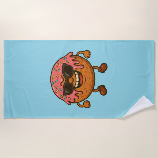 Happy Donuts Blu Beach Towel