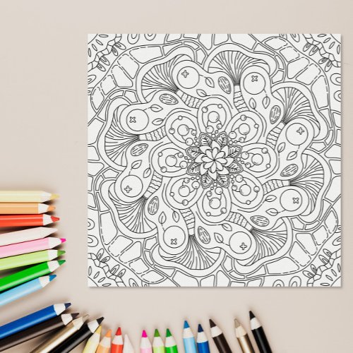 Happy Doodles Autumn Coloring Page Poster