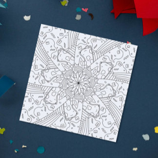 Happy Doodles: Birthday Coloring Page Flat Card