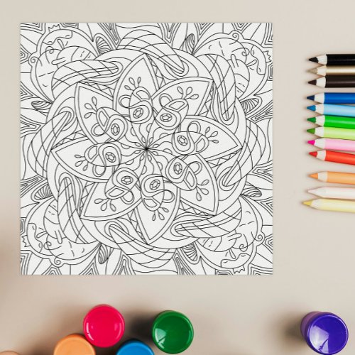 Happy Doodles Cute Flower Coloring Page For Kids Poster