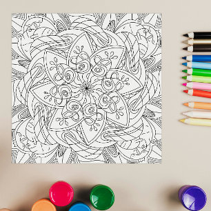 Happy Doodles: Cute Flower Coloring Page For Kids Poster