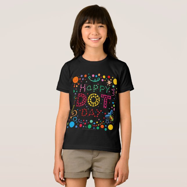 Happy Dot Day Cute  Girls Kids OutfitT-Shirt Tri-Blend Shirt (Front Full)
