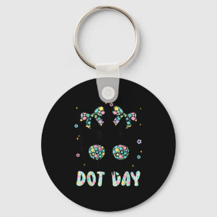 Happy Dot Day Messy Bun Kids Teacher Colorful Dot Keychain