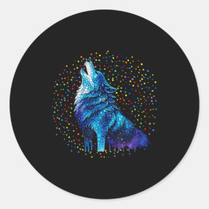 Happy Dot Day Polka Dot Wolf Lover For Men Women K Classic Round Sticker