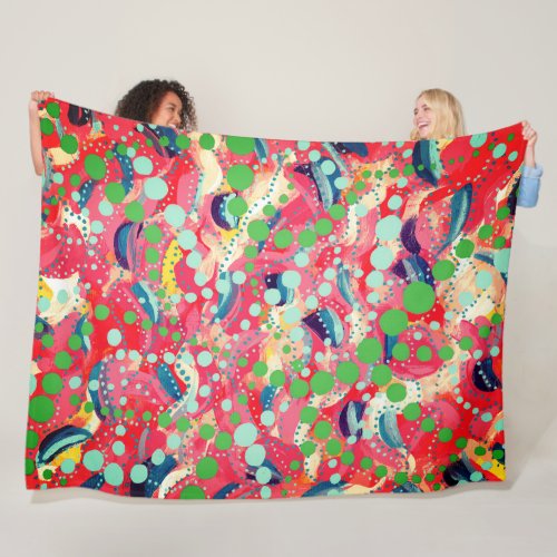Happy Dots and Playful Shapes Fleece Blanket