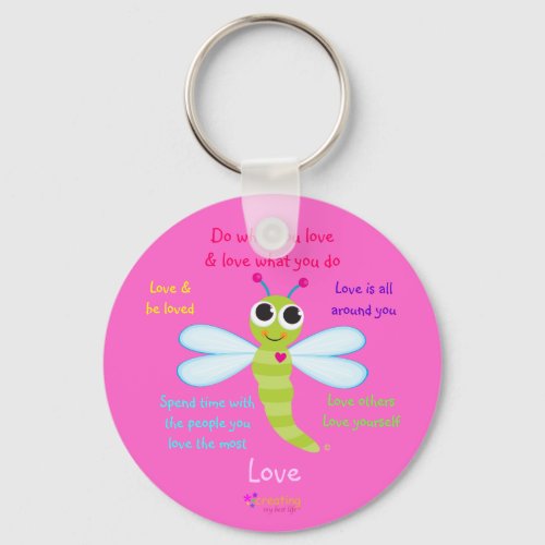 Happy Dragonfly Love Keychain