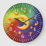 Happy Dreaming Moon Decorative Clock at Zazzle