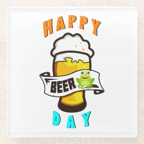 Happy Drink Day International Frogs 4 August Beer Glass Coaster