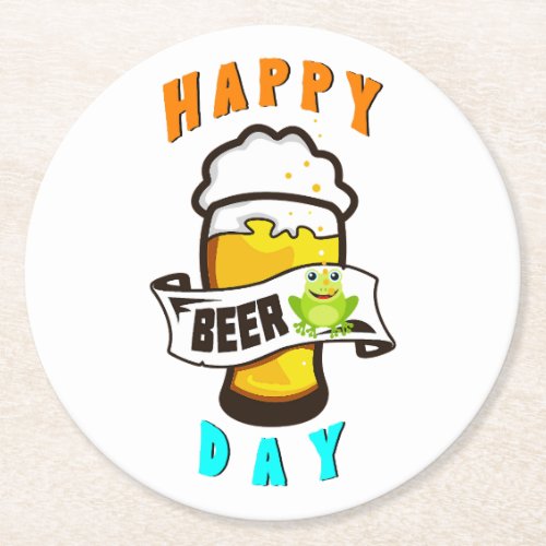 Happy Drink Day International Frogs 4 August Beer Round Paper Coaster