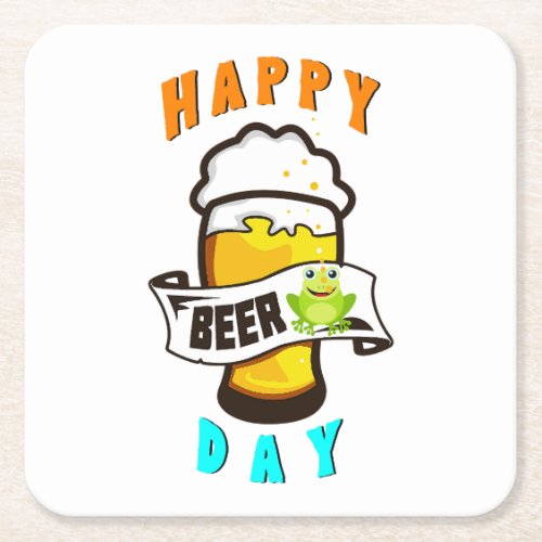 Happy Drink Day International Frogs 4 August Beer Square Paper Coaster