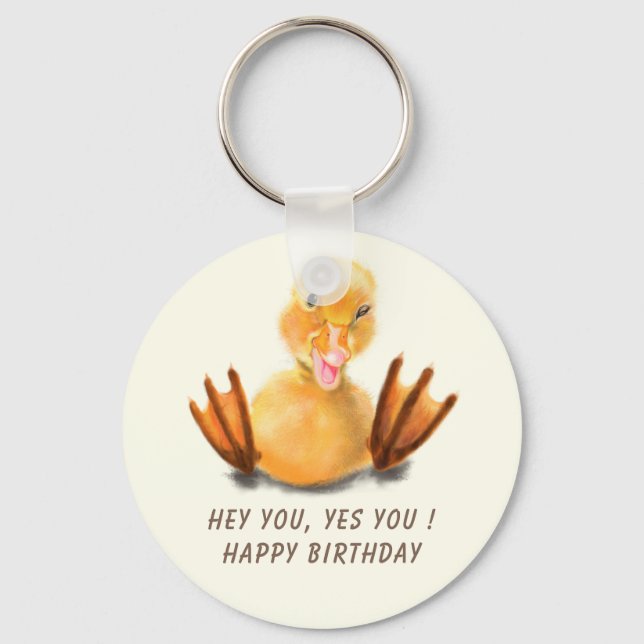 Happy Duck Birthday Keychain Gift (Front)