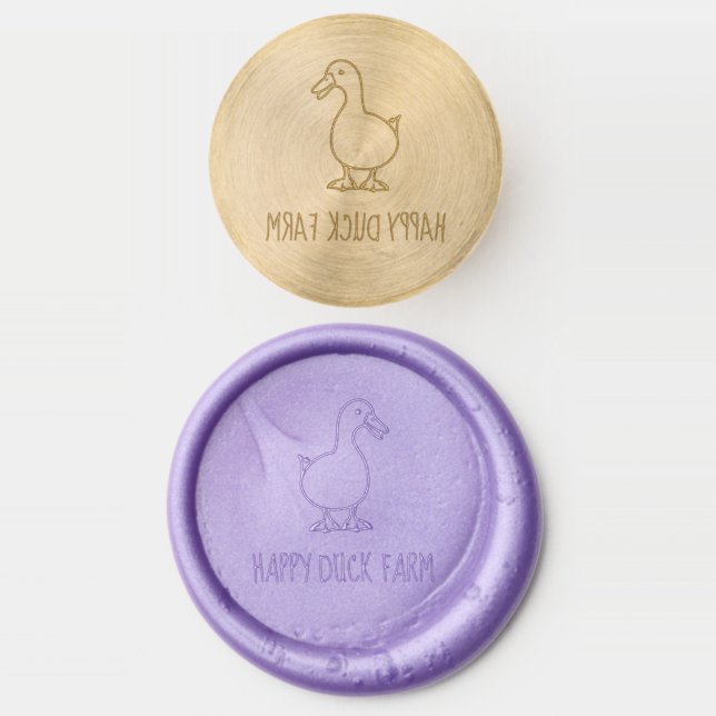 Happy Duck Farm Custom Name Wax Seal Stamp (Stamped)