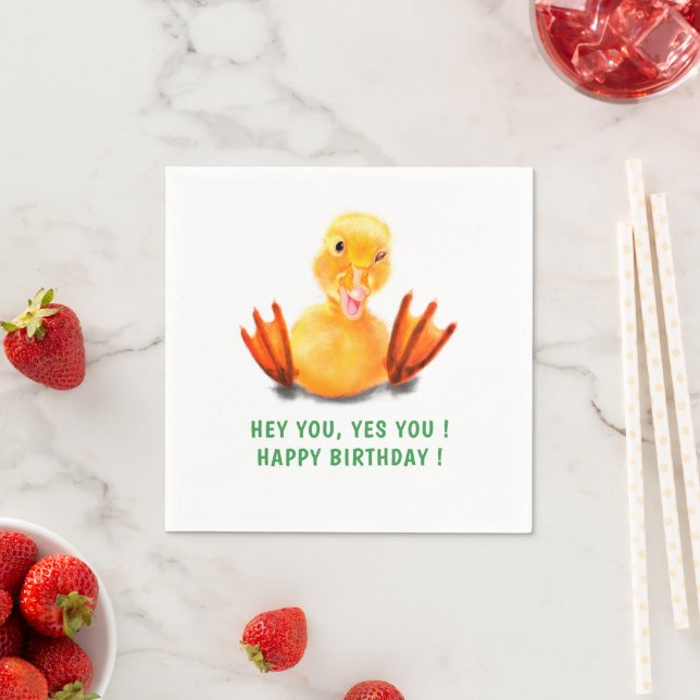 Happy Duck Funny Birthday Napkins for Kids (Insitu)