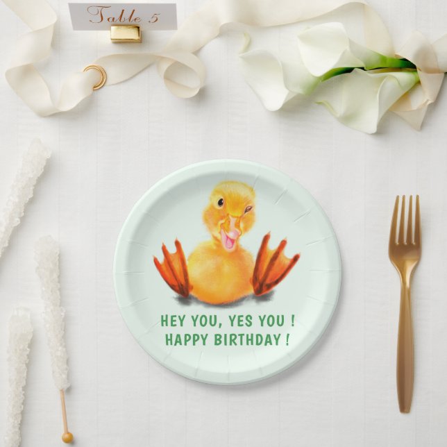 Happy Duck Funny Birthday Paper Plates for Kids (Wedding)