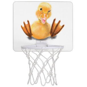 Happy Duck Funny Mini Basketball Hoop Custom Text
