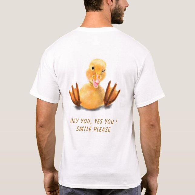Happy Duck Funny T-Shirt - Custom Text and Color (Back)