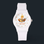 Happy Duck Funny Watch - Custom Text<br><div class="desc">Funny Watches with Yellow Duck Playful Wink Happy Smile Cartoon Drawing and Text - Customizable - or Choose / Add Your Unique Text / Font / Colors - Make Your Special Watch Gift - Resize and move or remove and add elements / image with Customization tool ! Choose fonts /...</div>