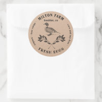 Happy Duck Laurel Branch Egg Carton Round Sticker