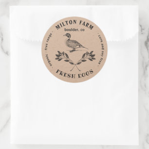 Happy Duck Laurel Branch Egg Carton Round Sticker