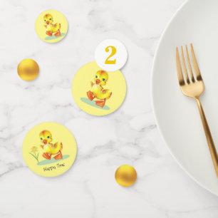 Happy Duckling & Gold Confetti on Yellow Birthday
