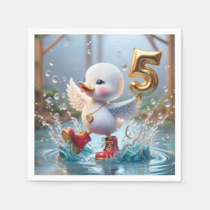 Happy Duckling With #5  Birthday Balloon Napkins