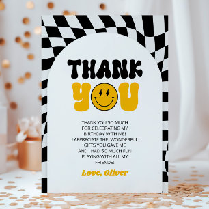 Happy Dude Retro Arch Birthday Party Thank You Card