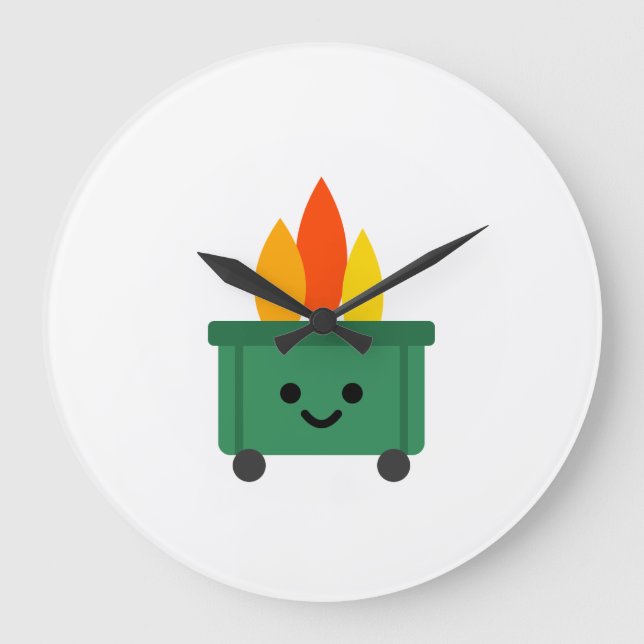 Happy Dumpster Fire Large Clock (Front)