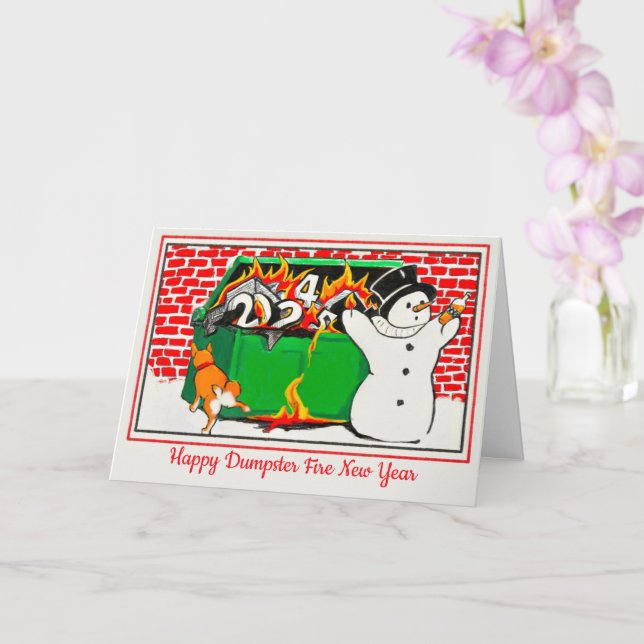 Happy Dumpster Fire New Year Card (Orchid)