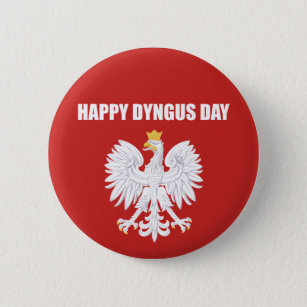 Happy Dyngus Day Polish White Eagle Button