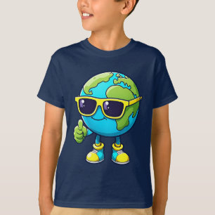 Happy Earth Buddy Tee  Eco Globe Cartoon